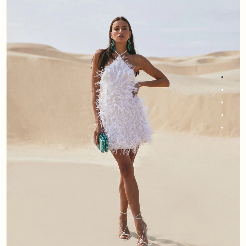 Cult Gaia White Feather Dress (Vale)